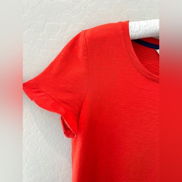 BODEN | Emily Bright Orange Jersey Knit Everyday Ruffled Midi Dress | Size 8 - Picture 3 of 8